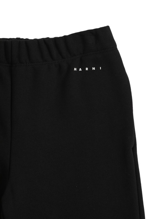 Marni Junior: Pantalon en coton à logo brodé - kids-girls_1 | Luisa Via Roma