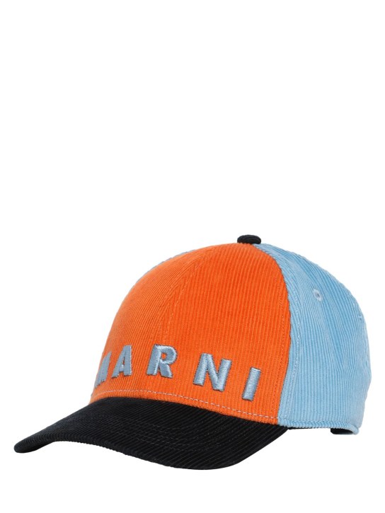 Marni Junior: Color block cotton baseball hat w/logo - kids-boys_1 | Luisa Via Roma