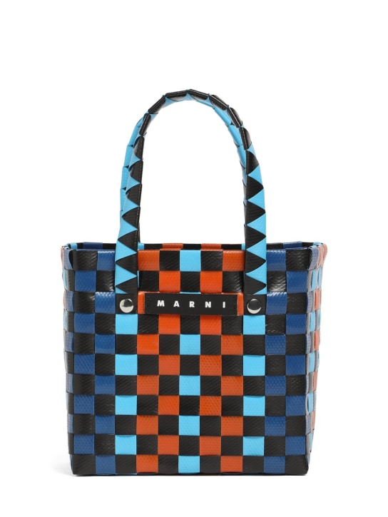 Marni Junior: Color block woven basket bag w/ logo - Multicolor - kids-girls_0 | Luisa Via Roma