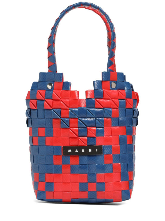 Marni Junior: Heart top check woven handbag w/ logo - Renkli - kids-girls_0 | Luisa Via Roma