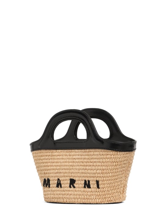 Marni Junior: Tropicalia top handle bag w/ logo - Beige/Black - kids-girls_1 | Luisa Via Roma