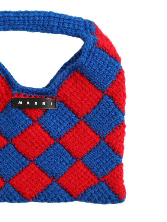 Marni Junior: Color block woven tote bag w/ logo - Mavi/Kırmızı - kids-girls_1 | Luisa Via Roma