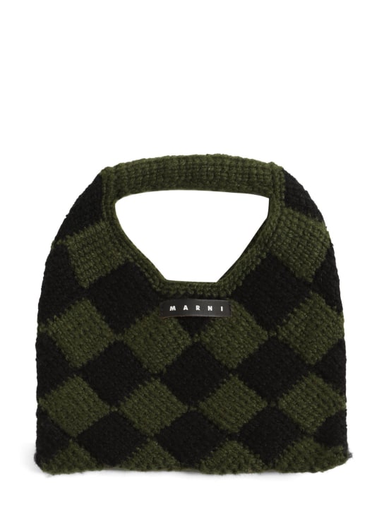 Marni Junior: Color block woven tote bag w/ logo - Siyah/Yeşil - kids-girls_0 | Luisa Via Roma