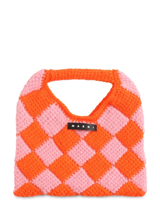 Marni Junior: Color block woven tote bag w/ logo - Orange/Pink - kids-girls_0 | Luisa Via Roma