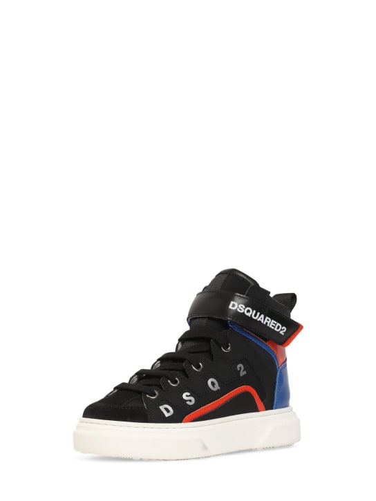 Dsquared2: Sneakers in pelle e techno con logo - Multicolore - kids-boys_1 | Luisa Via Roma