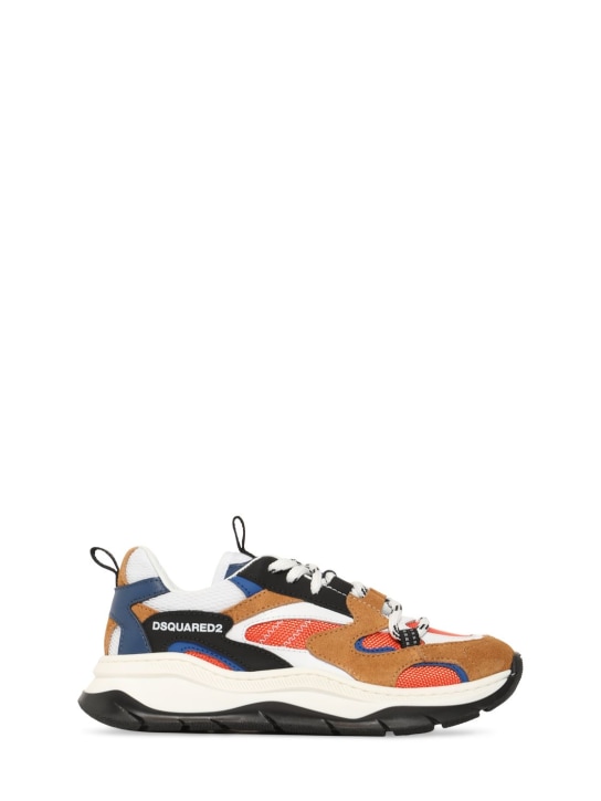 Dsquared2: Leather & tech lace-up sneakers - Multicolor - kids-girls_0 | Luisa Via Roma