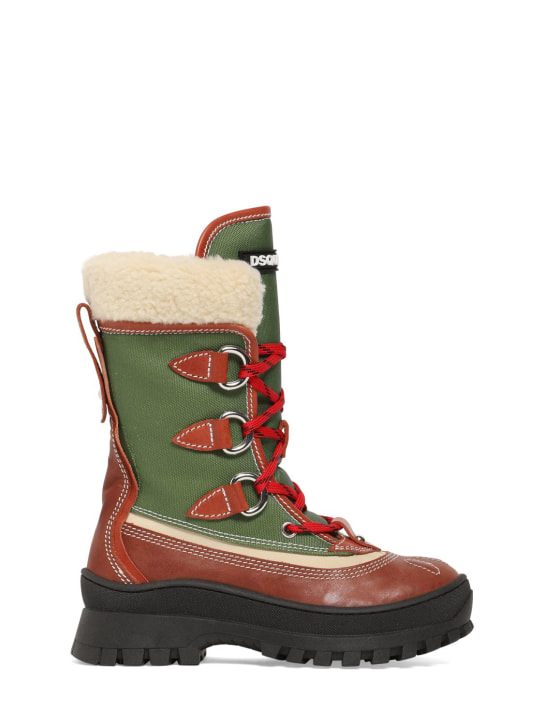 Dsquared2: Leather & tech snow boots - Multicolor - kids-boys_0 | Luisa Via Roma