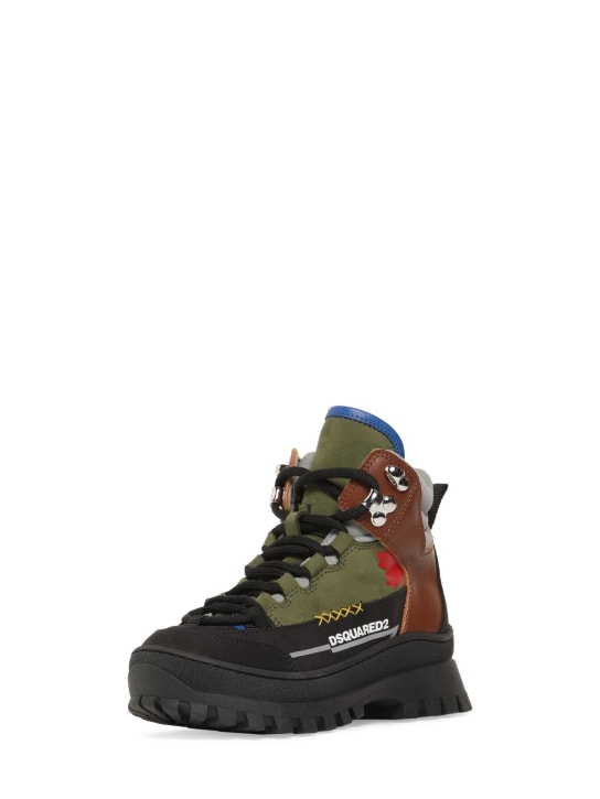 Dsquared2: Color block leather hiking boots w/ logo - Multicolor - kids-boys_1 | Luisa Via Roma