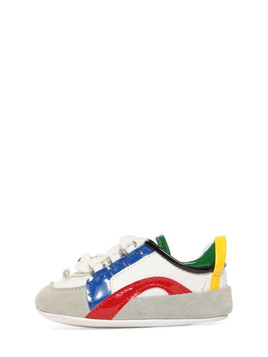Dsquared2: Color block leather pre-walker shoes - Multicolor - kids-boys_0 | Luisa Via Roma