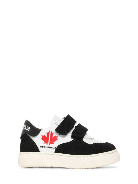 Dsquared2: Printed leather strap sneakers - kids-girls_0 | Luisa Via Roma