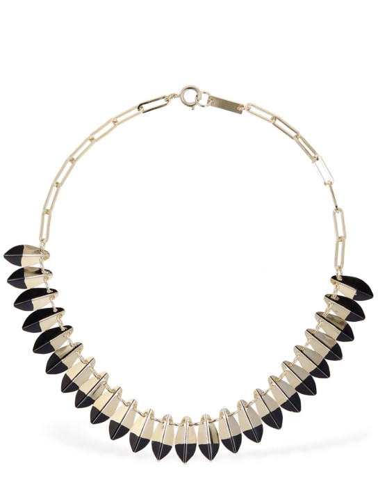 Isabel Marant: Half Color Leaf necklace - Siyah/Altın - women_0 | Luisa Via Roma