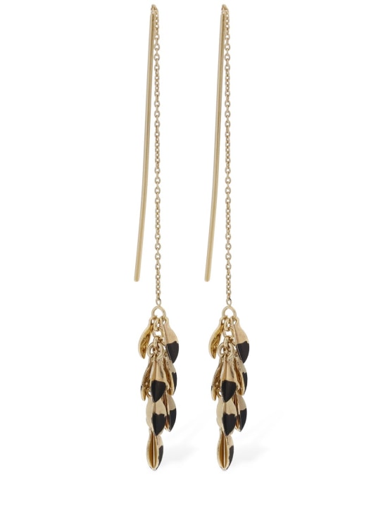 Isabel Marant: Half Color Leaf pendant earrings - Black/Gold - women_0 | Luisa Via Roma