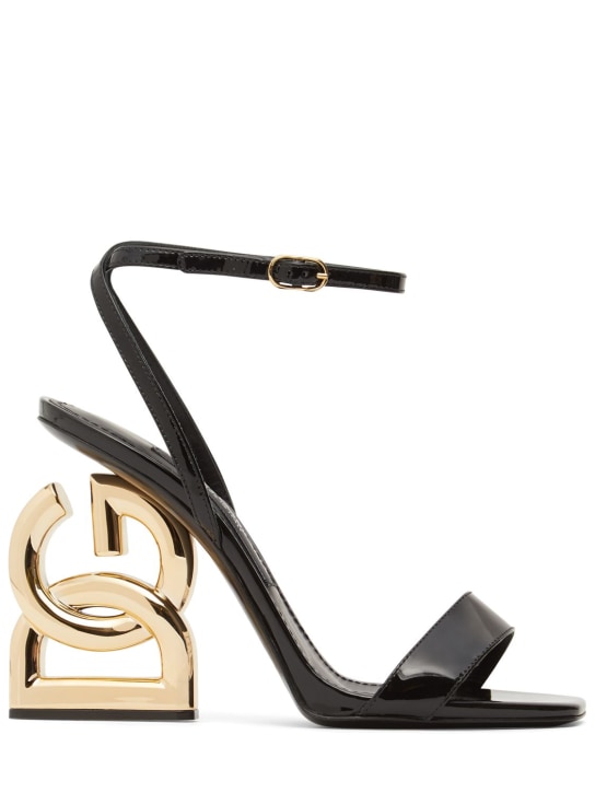 Dolce&Gabbana: 105mm Keira patent leather sandals - Siyah - women_0 | Luisa Via Roma