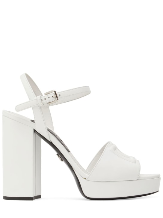 Dolce&Gabbana: 85毫米Keira皮高跟凉鞋 - 米白色 - women_0 | Luisa Via Roma