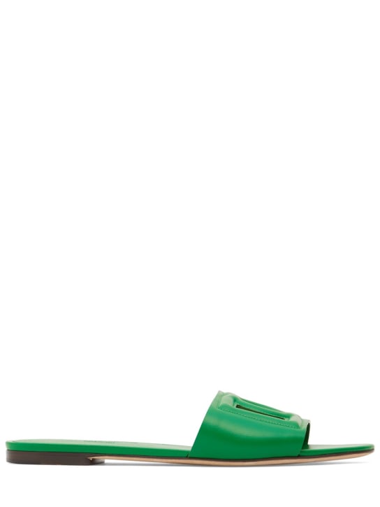 Dolce&Gabbana: 10mm Bianca leather slide sandals - Yeşil - women_0 | Luisa Via Roma