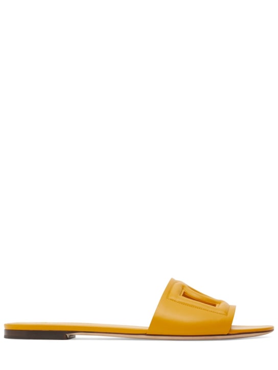 Dolce&Gabbana: 10mm Bianca leather slide sandals - Yellow - women_0 | Luisa Via Roma