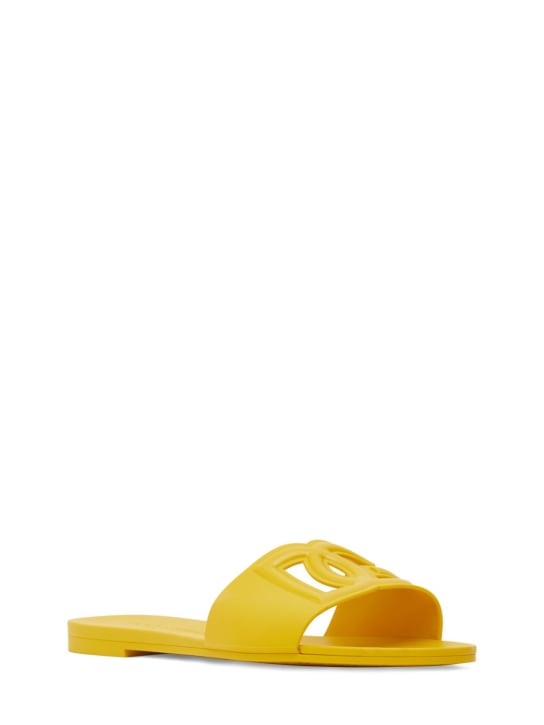 Dolce&Gabbana: 10mm Rubber flat slide sandals - Yellow - women_1 | Luisa Via Roma