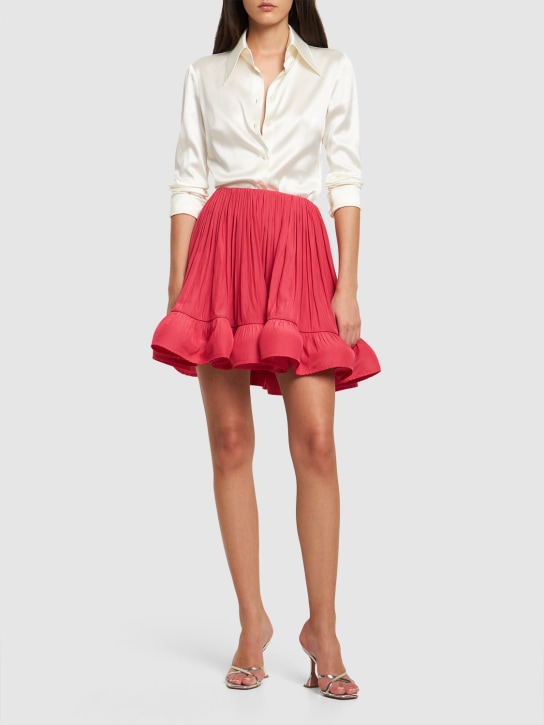 Lanvin: Ruffled charmeuse mini skirt - Fuchsia - women_1 | Luisa Via Roma