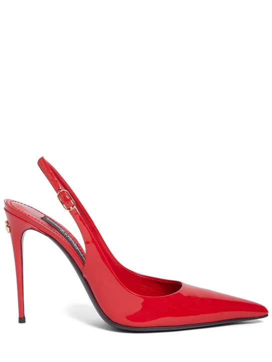 Dolce&Gabbana: 105毫米Lollo漆皮露跟高跟鞋 - 红色 - women_0 | Luisa Via Roma