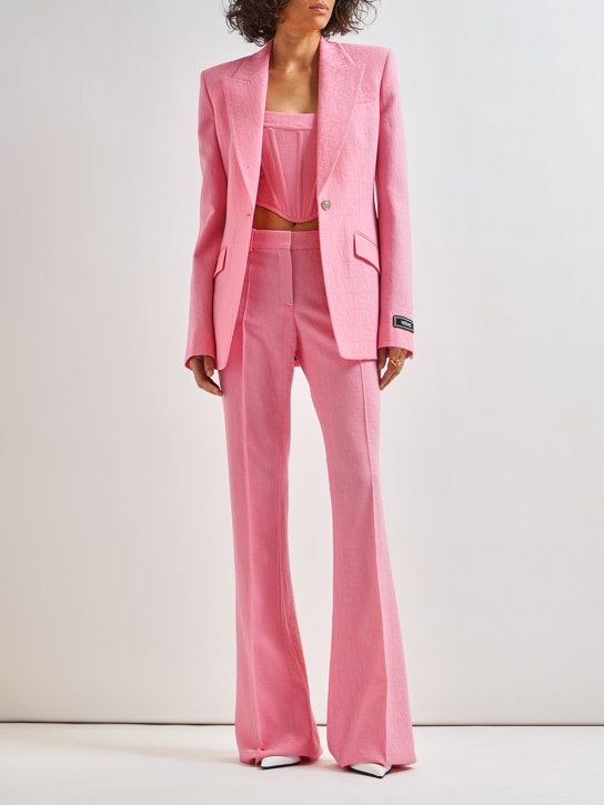 Versace: 提花羊毛单排扣夹克 - 粉色 - women_1 | Luisa Via Roma