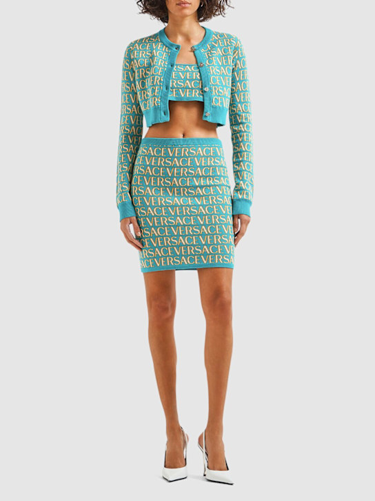 Logo jacquard knit crop top - Thumbnail 2