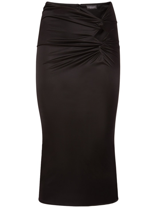 Versace: Dua Lipa カットアウトツイストジャージスカート - ブラック - women_0 | Luisa Via Roma