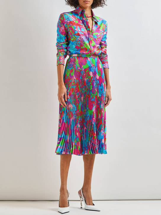 Versace: Ginna Dua Lipa in twill plissé stampato - Multicolore - women_1 | Luisa Via Roma