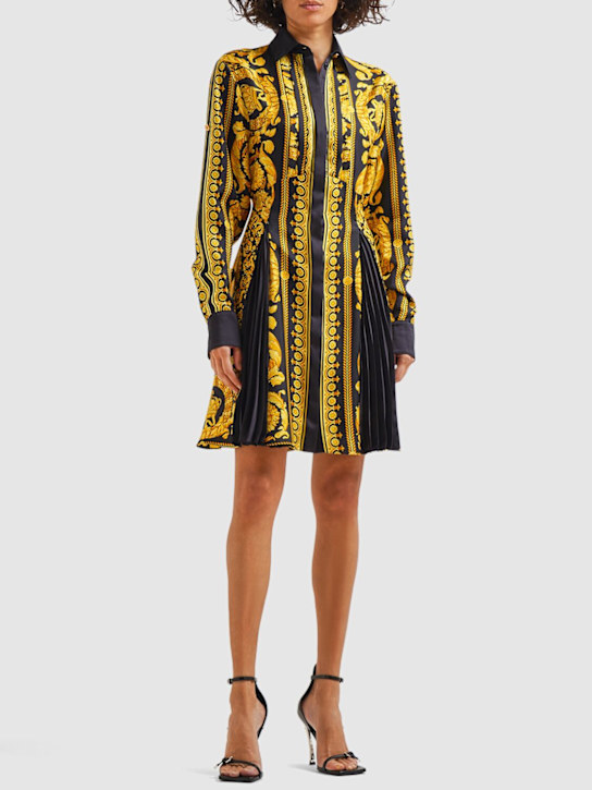 Barocco print silk twill shirt dress - Thumbnail 2