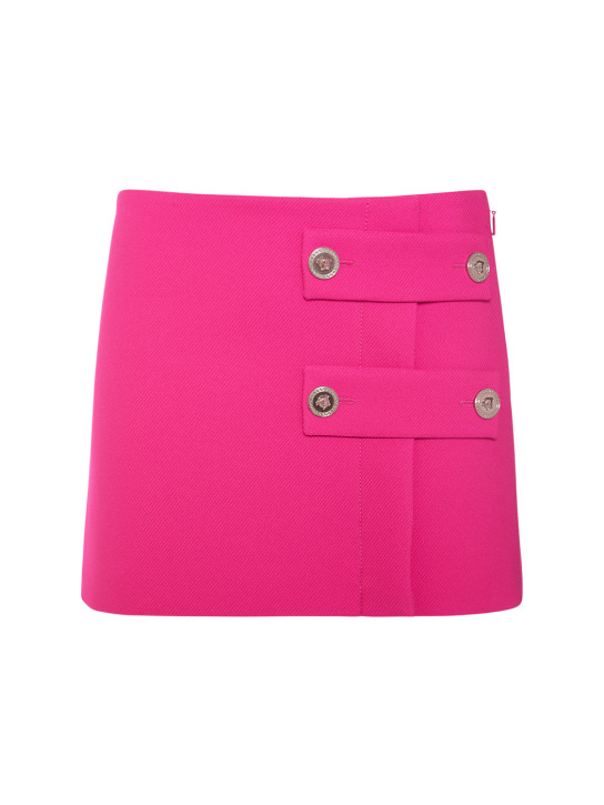 Versace: Cavalry twill mini skirt - Fuşya - women_0 | Luisa Via Roma