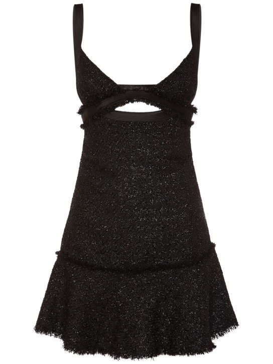 Versace: Lurex tweed cutout mini dress - Renkli - women_0 | Luisa Via Roma