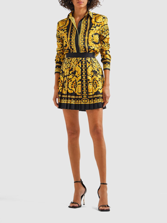 Versace: Barocco printed silk twill shirt - Gold/Black - women_1 | Luisa Via Roma