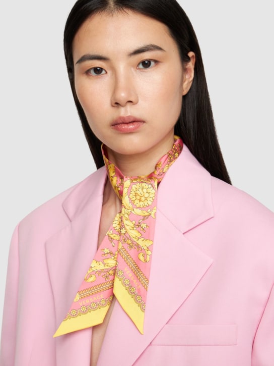 Versace: Holiday print silk scarf - Pink/Multi - women_1 | Luisa Via Roma