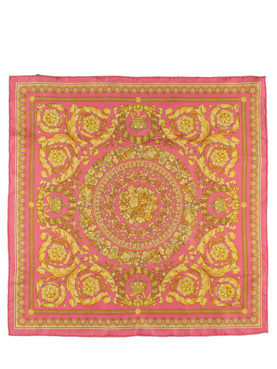 Versace: Barocco print silk twill scarf - Pinkgold - women_0 | Luisa Via Roma
