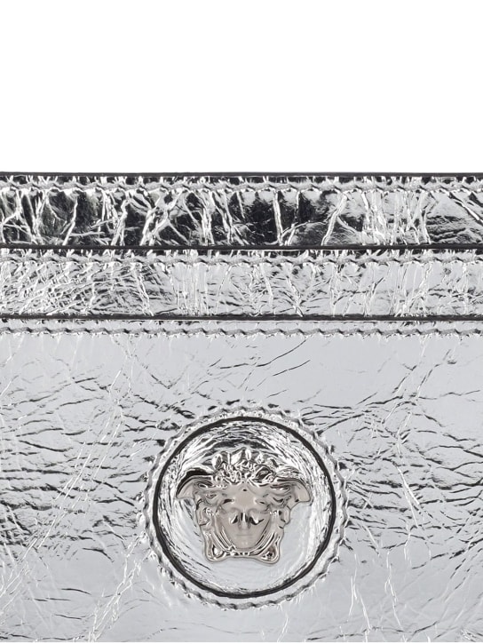 Versace: Porta carte di credito Medusa in pelle - Silver-pa - women_1 | Luisa Via Roma