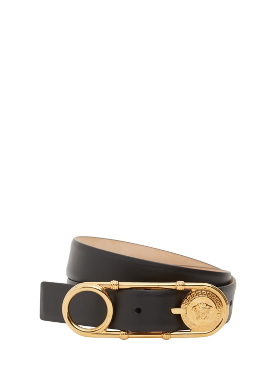 Versace: Cintura in pelle 30mm - Black-ver - women_0 | Luisa Via Roma