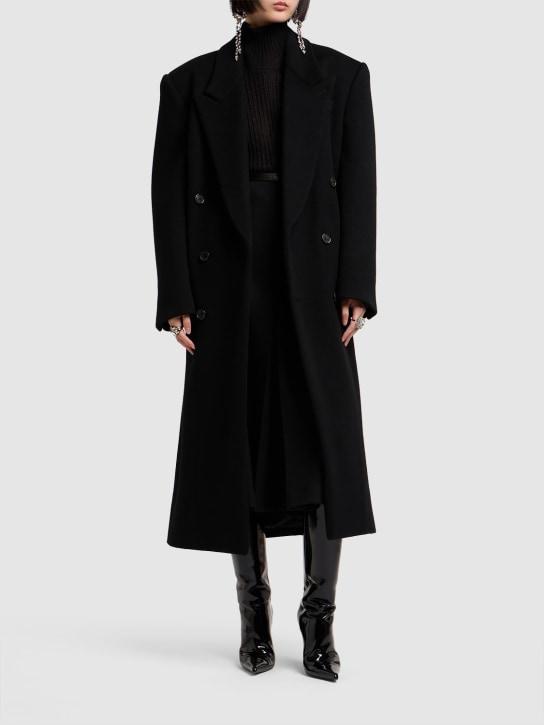 Saint Laurent: Wool blend long skirt - Black - women_1 | Luisa Via Roma