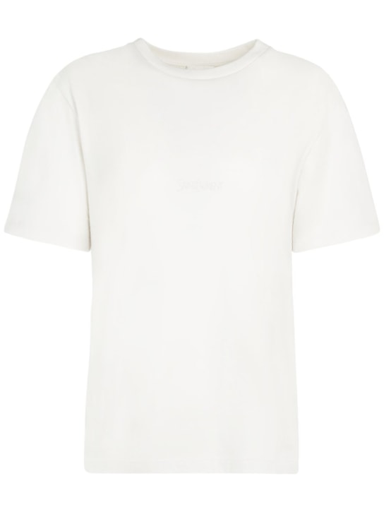 Saint Laurent: T-shirt in cotone - Dirty Ecru - women_0 | Luisa Via Roma