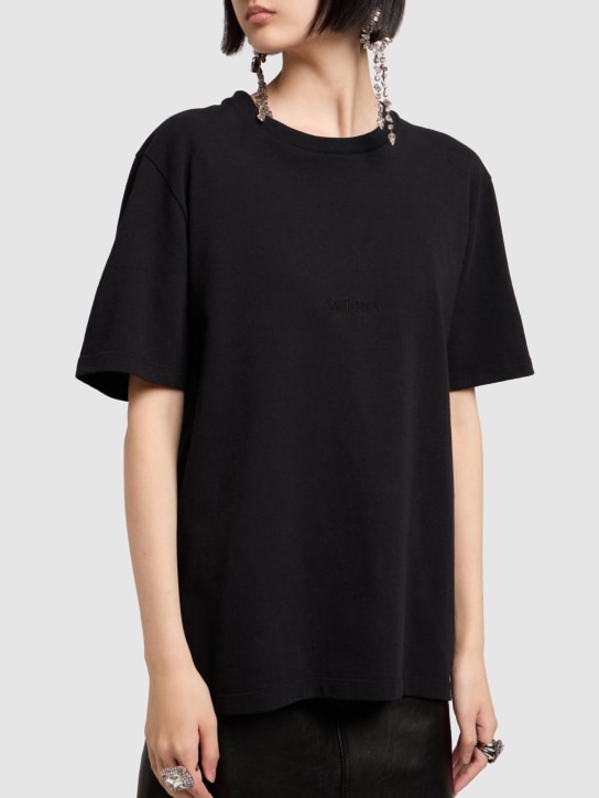 Saint Laurent: T-shirt en coton - Noir - women_1 | Luisa Via Roma