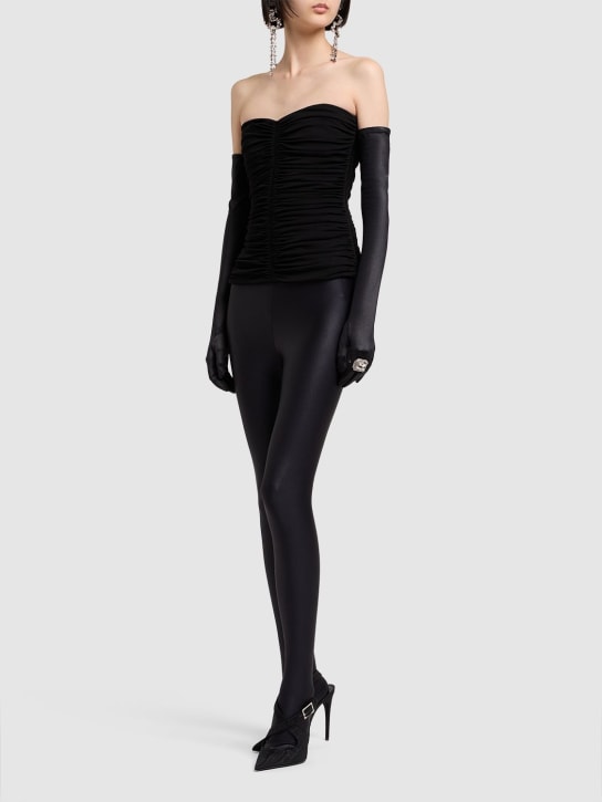 Saint Laurent: Stretch nylon blend leggings - Siyah - women_1 | Luisa Via Roma