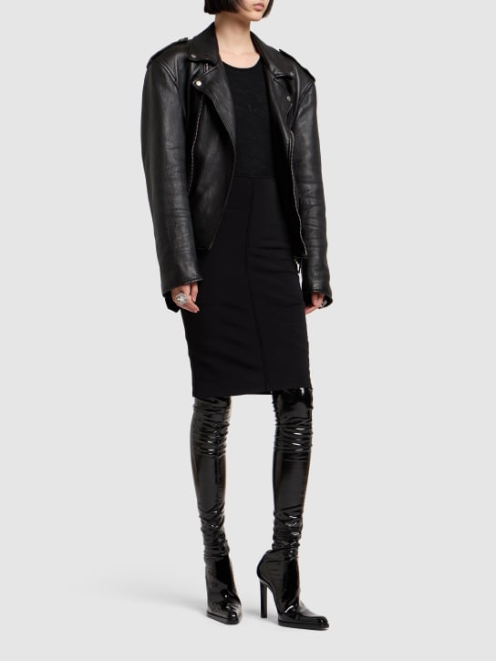 Saint Laurent: Wool blend midi pencil skirt - Black - women_1 | Luisa Via Roma