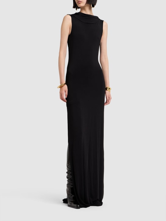 Saint Laurent: Viscose blend long dress - Black - women_1 | Luisa Via Roma