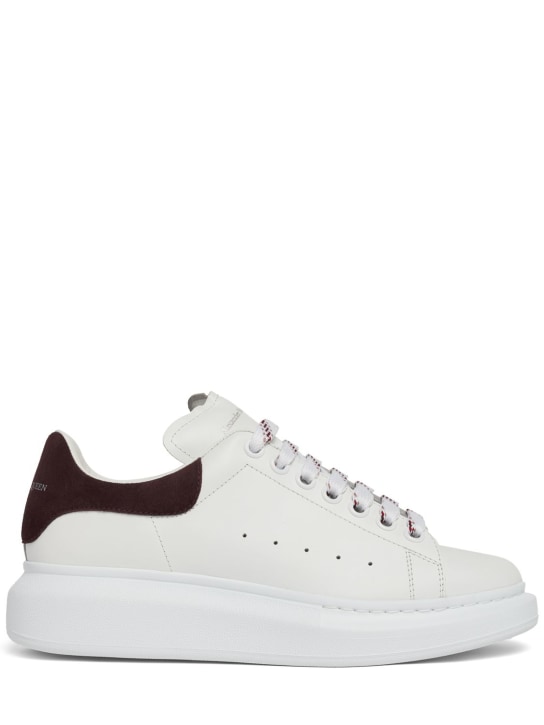 Alexander McQueen: 45mm hohe Sneakers aus Leder - Weiß Burgunder - women_0 | Luisa Via Roma