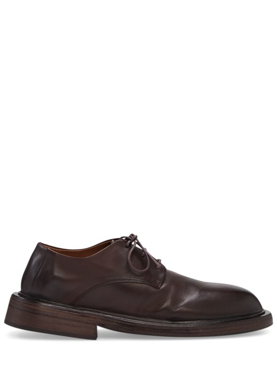 Marsell: Conca leather lace-up shoes - Bordo - men_0 | Luisa Via Roma