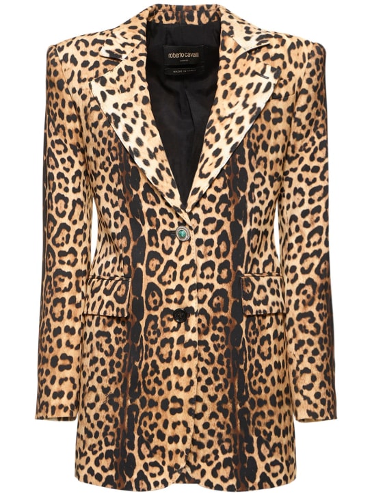 Roberto Cavalli: Jaguar printed single breasted blazer - Multicolor - women_0 | Luisa Via Roma