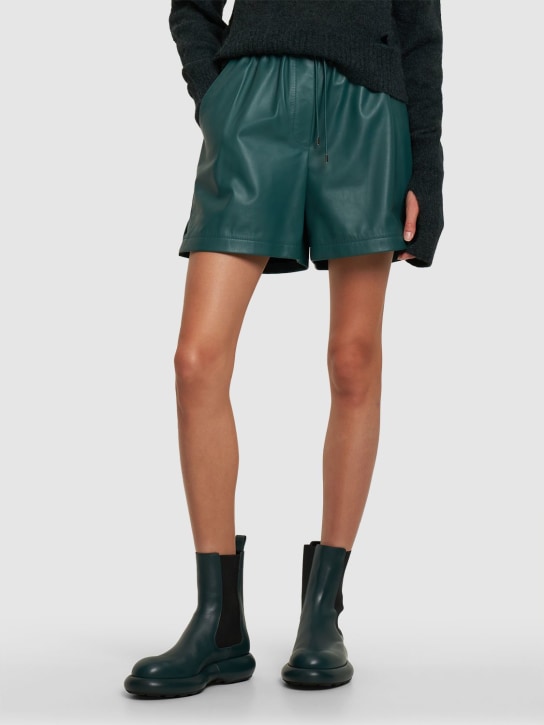 Jil Sander: 40mm Leather ankle boots - Petrol mavisi - women_1 | Luisa Via Roma