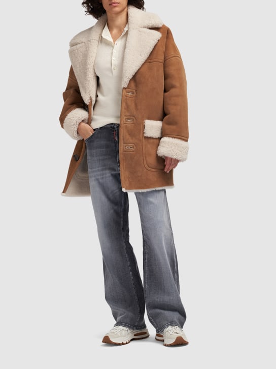 Dsquared2: Oversized Mantel aus Shearling - women_1 | Luisa Via Roma