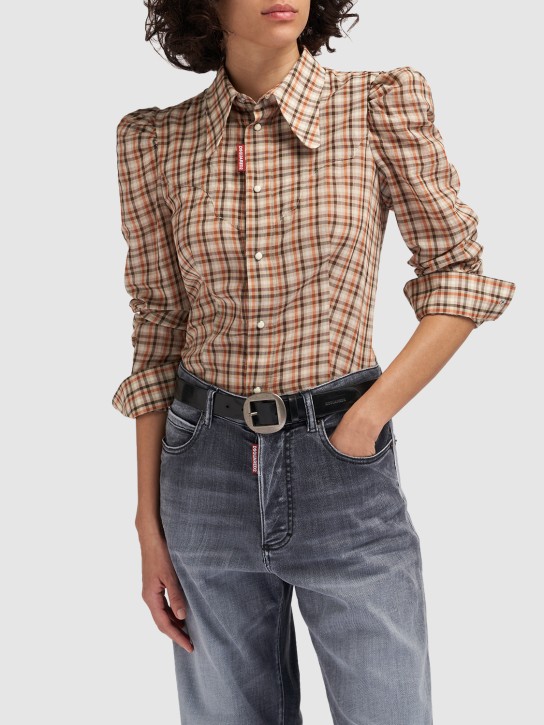 Dsquared2: Camicia cowboy in cotone check - Multicolore - women_1 | Luisa Via Roma