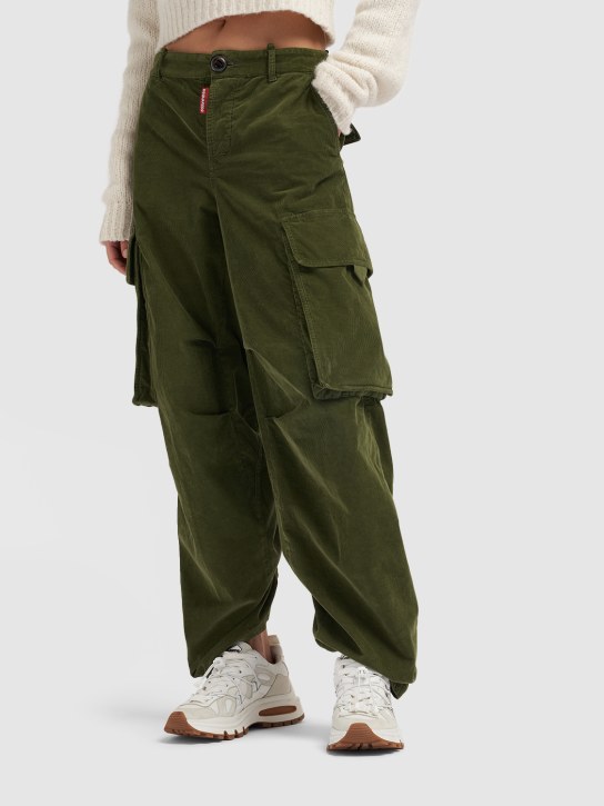 Dsquared2: Wide corduroy cargo pants - Olive Green - women_1 | Luisa Via Roma