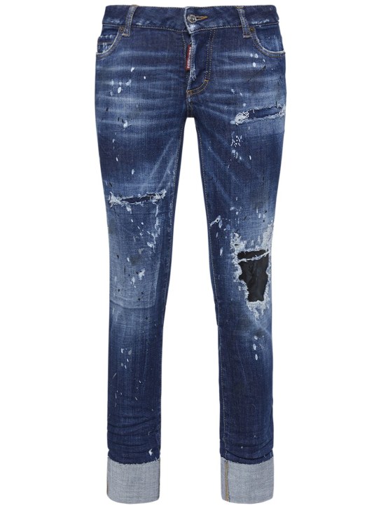 Dsquared2: Jeans cropped Jennifer in denim - Blu - women_0 | Luisa Via Roma
