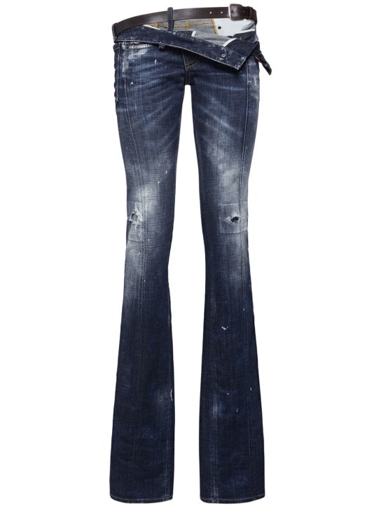 Dsquared2: Low rise stretch denim straight jeans - women_0 | Luisa Via Roma